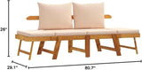 Garden Bench Acacia Wood with Beige Cushions Park Bench Patio for Outdoor Courtyard - Photo 2