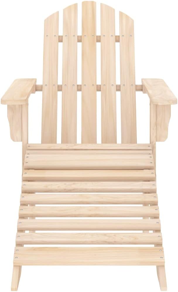 Solid Fir Wood Adirondack Chair Set with Ottoman and Side Table Outdoor Patio Furniture for Garden Balcony Porch - Photo 6