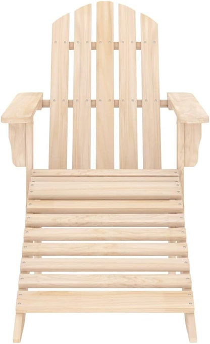Solid Fir Wood Adirondack Chair Set with Ottoman and Side Table Outdoor Patio Furniture for Garden Balcony Porch Backyard Modern Seating