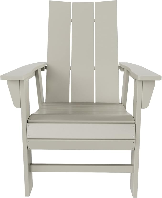 WO WESTIN OUTDOOR HDPE Shoreside Modern Curveback Adirondack Dining Chair,Sand