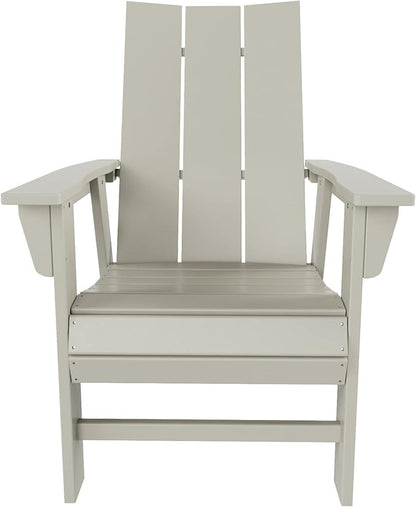 WO WESTIN OUTDOOR HDPE Shoreside Modern Curveback Adirondack Dining Chair,Sand