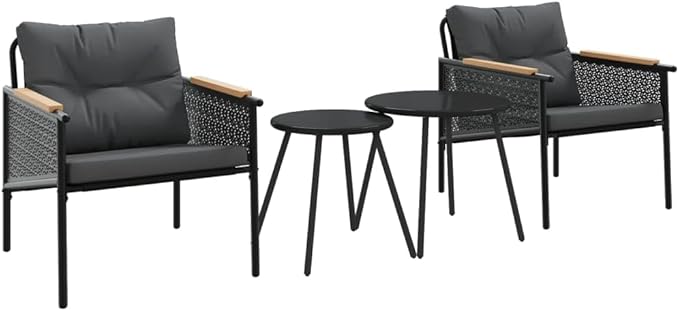 Outdoor Balcony Furniture Set, 2-Piece Patio Chairs with Cushions, Modern Metal Bistro Set for Backyard, Garden, Terrace - Photo 2