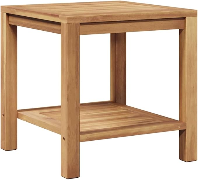 Brown Teak Wood Outdoor Coffee Table 17.7 x 17.7 in Modern Small Patio Table with Hidden Storage for Garden Balcony - Photo 1