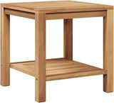 Brown Teak Wood Outdoor Coffee Table 17.7 x 17.7 in Modern Small Patio Table with Hidden Storage for Garden Balcony - Photo 1