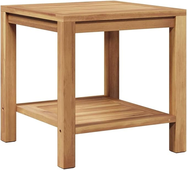 Brown Teak Wood Outdoor Coffee Table 17.7 x 17.7 in Modern Small Patio Table with Hidden Storage for Garden Balcony - Photo 1
