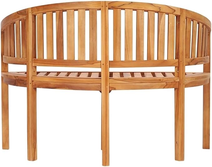 Pemberly Row 47.2" Teak Wood Garden Bench, Natural Finish, Crescent Design, Seats 2, Durable Outdoor Furniture for Patios, Gardens, Terraces, Easy Maintenance, 33.86" H x 20.5" W x 47.24" D