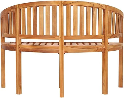 Pemberly Row 47.2" Teak Wood Garden Bench, Natural Finish, Crescent Design, Seats 2, Durable Outdoor Furniture for Patios, Gardens, Terraces, Easy Maintenance, 33.86" H x 20.5" W x 47.24" D