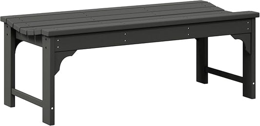 WO Home Furniture Outdoor 46" Backless HDPE Adirondack Bench, Poly Lumber Seat for Patio, Backyard, Balcony, All Weather Resistant with UV Protection, Gray