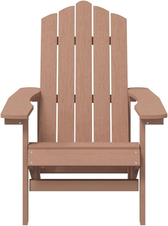 Brown HDPE and Stainless Steel Medium Adirondack Garden Chair for Patio Balcony Outdoor Seating with Heavy-Duty - Photo 4