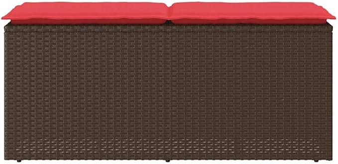 Patio Bench with Cushion Brown Yard Bench Garden Seating for Courtyard Lawn 43.3"x15.7"x17.3" Poly Rattan