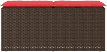 Patio Bench with Cushion Brown Yard Bench Garden Seating for Courtyard Lawn 43.3"x15.7"x17.3" Poly Rattan