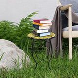Outdoor Side Table Wasp Round Small Patio Accent Table Indoor End Table for Yard, Garden, Living Room - Photo 6