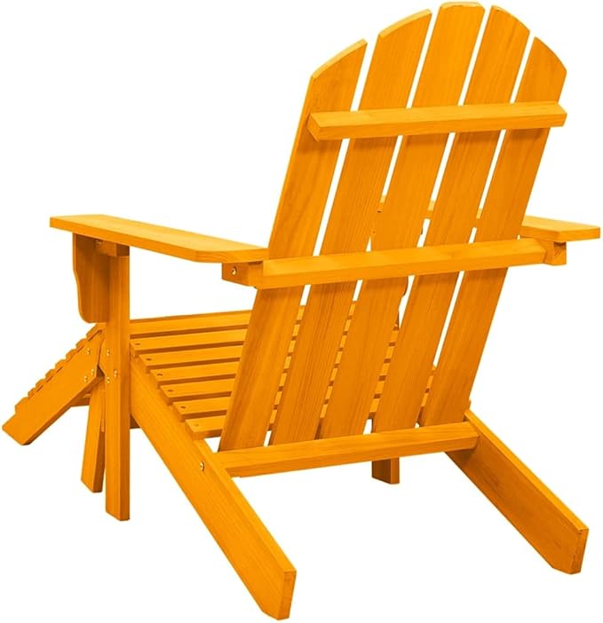 Adirondack Chair Orange Solid Fir Wood 58.1x27.6x34.8 in Ergonomic Lounge Seat with Wide Arms for Patio Balcony Garden Outdoor Furniture