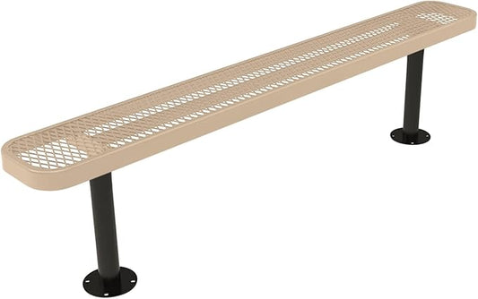 COATEDOUTDOORFURNITURE Coated Outdoor Furniture Heavy-Duty Outdoor Bench Thermoplastic Coated, Expanded Metal, Commercial-Grade Seating, Made in America (Surface Without Back, 6 Ft, Tan)