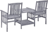 Gray Solid Acacia Wood Garden Chair with Built-in Tea Table Medium Size Outdoor Furniture Set for Patio Balcony Rustic - Photo 3