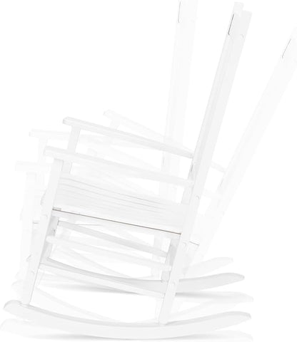 Rustic Farmhouse Rocking Chair for Patio & Backyard, Strong Wood Construction Durable Chair with Natural Finish, Comfortable 20.8" Widen Seating for Outdoor Lawn Relaxation, Easy Assembly
