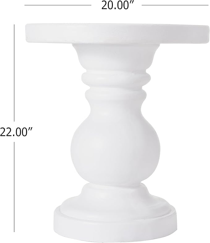 Christopher Knight Home Madeline 22" H Lightweight Concrete Outdoor Side Table, Patio End Table with Round Top, MGO Outdoor Coffee Table, No Assembly Garden Plant Stand Indoor, White