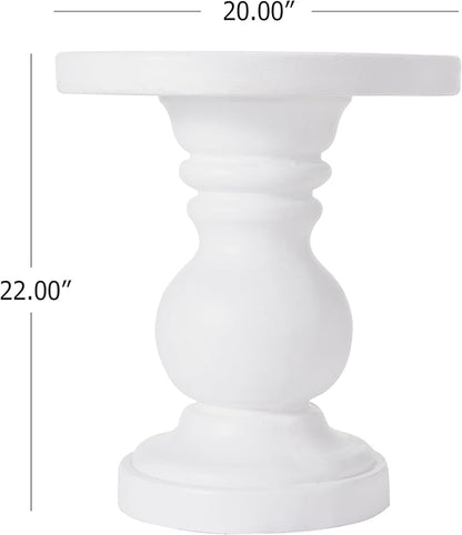 Christopher Knight Home Madeline 22" H Lightweight Concrete Outdoor Side Table, Patio End Table with Round Top, MGO Outdoor Coffee Table, No Assembly Garden Plant Stand Indoor, White