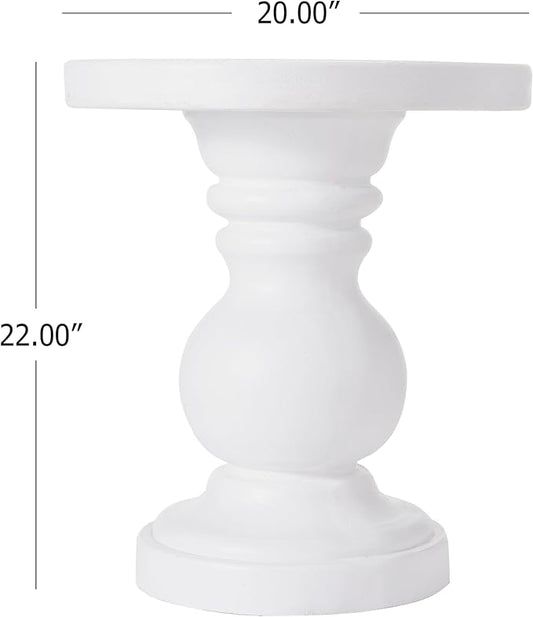 Christopher Knight Home Madeline 22" H Lightweight Concrete Outdoor Side Table, Patio End Table with Round Top, MGO Outdoor Coffee Table, No Assembly Garden Plant Stand Indoor, White