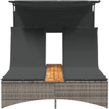 Gray Canopy Double Sun Lounger 31.3" x 21.1" x 21.7" Outdoor Patio Chaise Lounge for Pool Garden Balcony Lounge Chair - Photo 5
