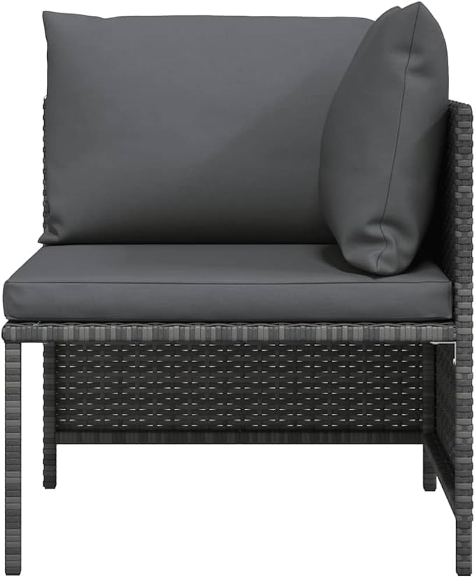 vidaXL - Gray Poly Rattan Sectional Corner Sofa with Cushions | Versatile Outdoor Garden Furniture | Highly Durable & Weather-Resistant | Comfortable Seating