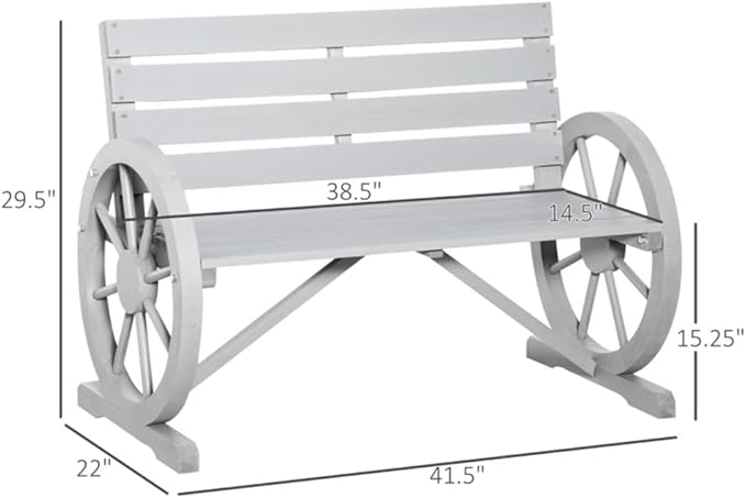 Porch Patio Bench, Outdoor Bench Chair, 41.5" L Porch Patio Bench, Outdoor Garden Bench Patio Park Bench Patio Seating Sturdy Patio Bench Porch Bench Furniture Chair Seat for Outside, Fir Wood -Gray