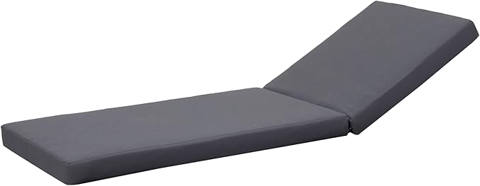 Merax, Dark Gray Outdoor Chaise Lounge Foldable 2-Section Design, Patio Reclining Chair Cushions for Lawn, Pool and Beach, 27.75” W x 76.25” D x 4.00” H