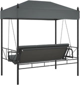 Outdoor Garden Swing Bench with Canopy and Cushions, 3-Seater Patio Swing Bed, Durable Powder-Coated Steel Frame - Photo 7