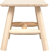 Rustic Solid Wood Square Side Table for Outdoor Garden Balcony Use, Untreated Spruce Wood with Natural Texture - Photo 3