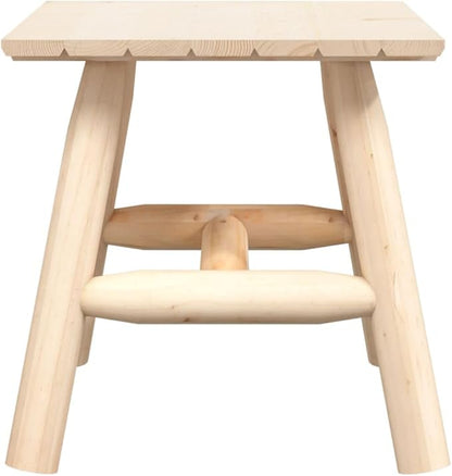 Rustic Solid Wood Square Side Table for Outdoor Garden Balcony Use, Spacious 19.3x19.3 Inch Surface for Drinks Plants Snacks, Weather-Resistant Spruce Wood