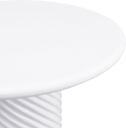 Christopher Knight Home Modern Roski 43" Round Outdoor Dining Table, Modern Patio Dining Table for 4, Lightweight Concrete Patio Coffee Table, MGO Garden Dining Table with Ribbed Base, White