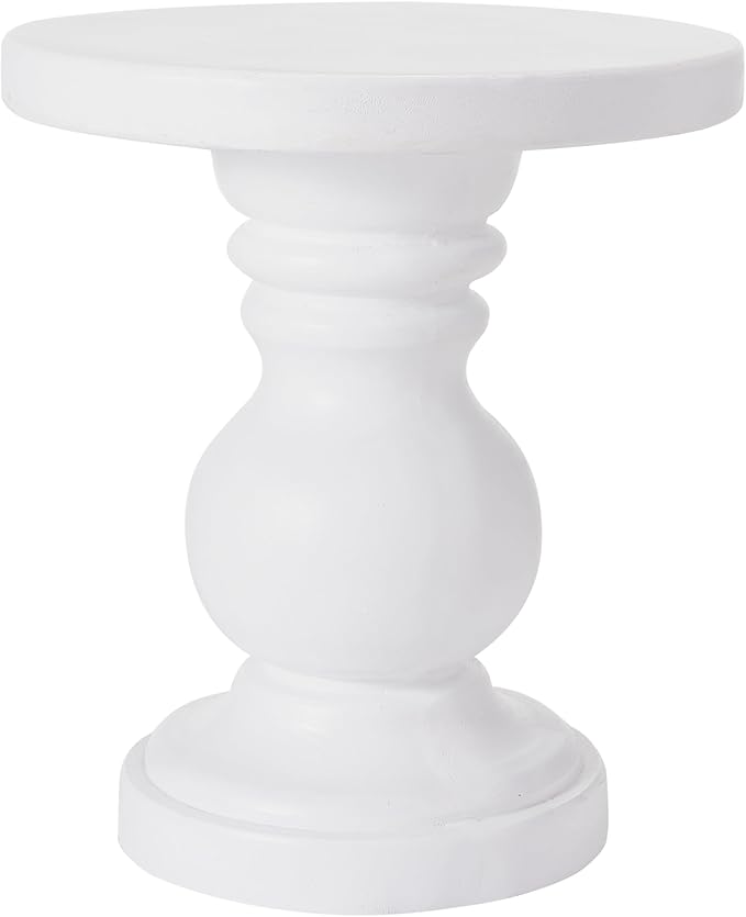 Christopher Knight Home Madeline 22" H Lightweight Concrete Outdoor Side Table, Patio End Table with Round Top, MGO Outdoor Coffee Table, No Assembly Garden Plant Stand Indoor, White