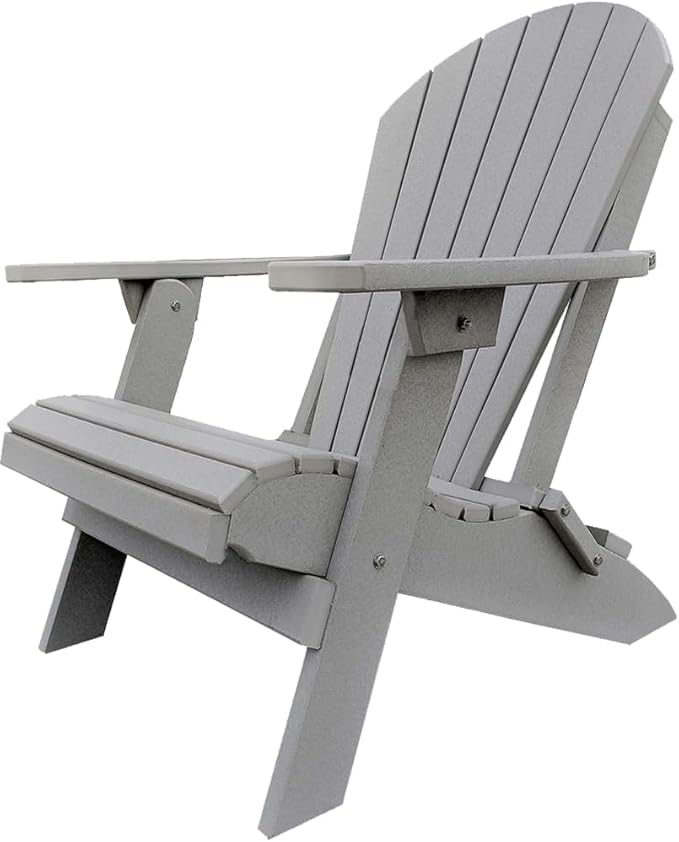 DuraWeather Poly® Classic King Size Folding Adirondack Chair (Cottage Grey)