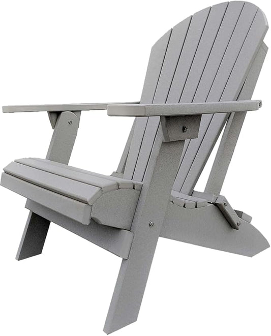 DuraWeather Poly® Classic King Size Folding Adirondack Chair (Cottage Grey)