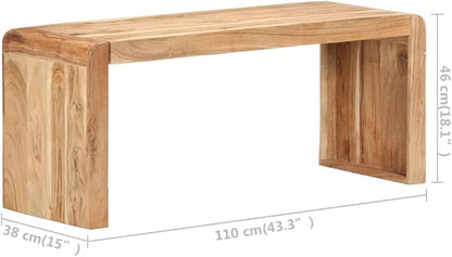 Outdoor Patio Bench, Wooden Garden Bench, No Armrests, Sturdy Acacia Wood Front Porch Chair, for Porch, Garden, Patio,Bench 43.3"x15"x18.1" Solid Acacia Wood