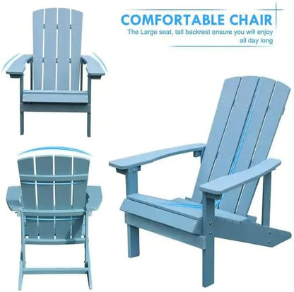 GOWE Patio HIPS Plastic Adirondack Chair Lounger Weather Resistant Furniture for Lawn Balcony in Lake Blue (2-Pack)