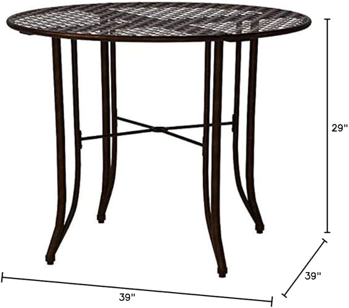 International Caravan 657100-OG-165262-O-852747 Iron Outdoor Patio Dining Table, 40", Matte Brown - Photo 2