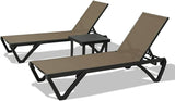 Domi Pool Lounge Chairs Set of 3, Aluminum Chaise Lounge Outdoor with Side Table - Photo 9