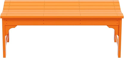 WO Home Furniture Outdoor 46" Backless HDPE Adirondack Bench, Poly Lumber Seat for Patio, Backyard, Balcony, All Weather Resistant with UV Protection, Orange