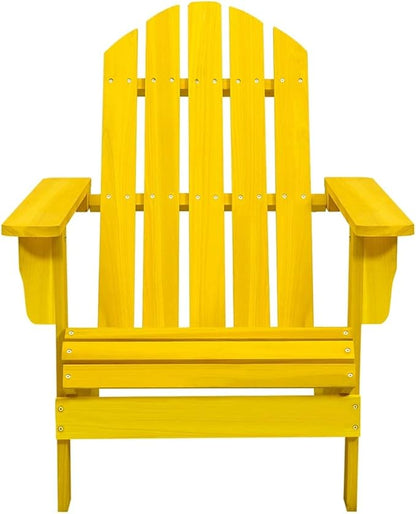 Adirondack Chair Yellow Solid Fir Wood Outdoor Furniture for Patio Garden Terrace, Durable Ergonomic Design with UV Finish Comfortable Seating