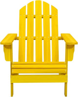 Yellow Solid Fir Wood Adirondack Chair Outdoor Patio Furniture for Garden Terrace Relaxation with Wide Arms Durable - Photo 3