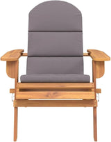 Adirondack Patio Chair with Cushions Solid Wood Acacia Foldable Outdoor Lounge Chair for Backyard Pool Beach Tanning - Photo 4