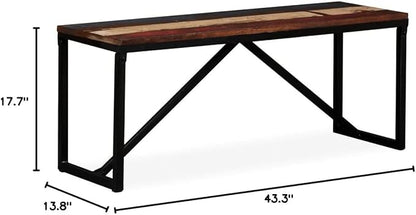 Bench,Entryway Bench,Bedroom Bench,Dining Bench,Window Bench,Indoor Bench,Backyard Bench, for Patio, Backyard, Garden, Hallway and Dining Room,Solid Reclaimed Wood 43.3"x13.8"x17.7"