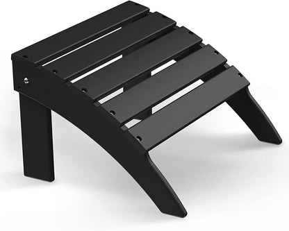 Briopaws Folding Adirondack Ottoman, 19.7W x 18.5L x 13H Inch, HDPE All Weather Adirondack Chair Footrest, Plastic Footstool for Deck Backyard Patio Outdoor Poolside Porch Lawn Indoor, Black