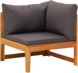 2 Piece Patio Lounge Set with Dark Gray Cushions Acacia Wood Outdoor Chairs Furniture Outdoor Patio Furniture Set - Photo 4