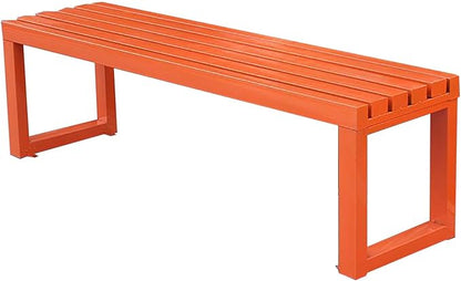 Backless Outdoor Bench, Pure Wrought Iron Metal Garden Bench with Reserved Fixing Holes for Yard Porch Balcony Park(Orange,180cm/71in)