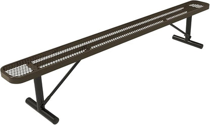 COATEDOUTDOORFURNITURE Heavy-Duty Portable Outdoor Bench Thermoplastic Coated, Expanded Metal, Commercial-Grade Seating, Made in America (Portable Without Back, 8 Ft, Textured Brown)