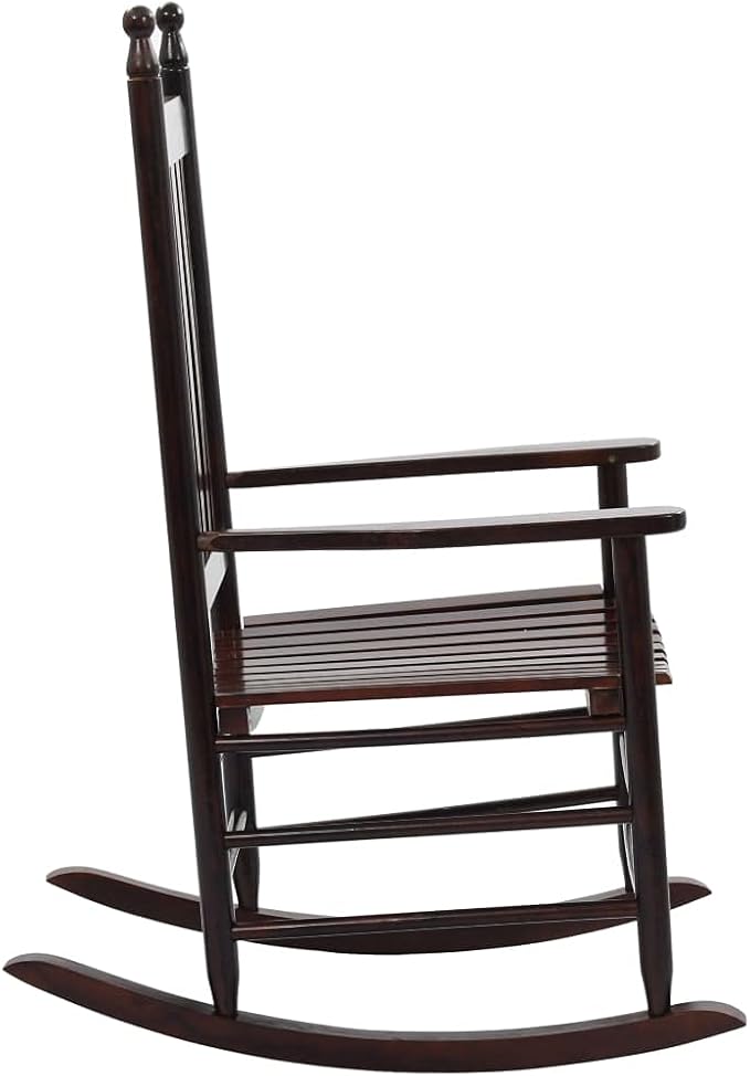 Vintage Solid Poplar Hardwood Rocking Chair with Timeless Brown Finish for Indoor and Outdoor Use, Durable and Comfortable Seating for Living Room or Patio, Weather-Resistant