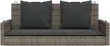 Grey Swing Bench with Cushions, PE Rattan and Powder-Coated Steel Frame - Photo 5