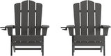 Flash Furniture Newport Adirondack Chairs with Cup Holders, Weather Resistant Poly Resin Adirondack Chairs, Set of 2 - Photo 1